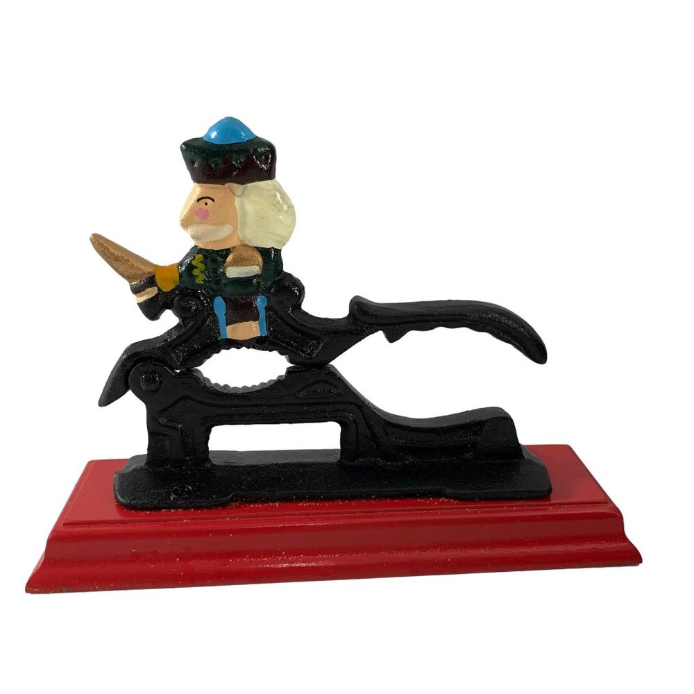 Cast Iron Wood Base Soldier Nutcracker